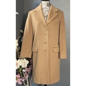VTG Bromley Wool Blend Long Jacket Coat Brown Womens 8 USA Made Elegant Classic
